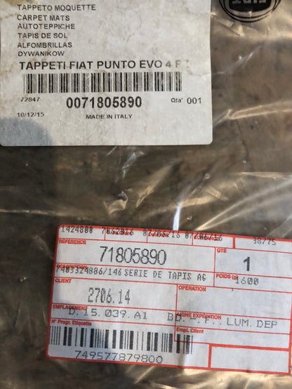 Original Fiat Punto Evo 4 Fußmattensatz (4-Tlg.)  Neu