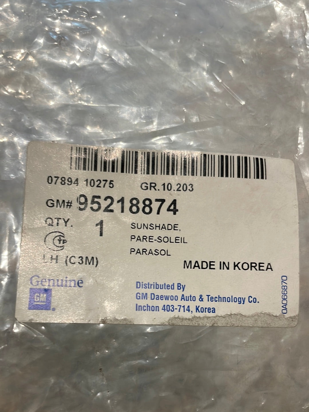 Original GM Chevrolet Aveo Sonic-GMSA 2012 Sonnenblende Neu