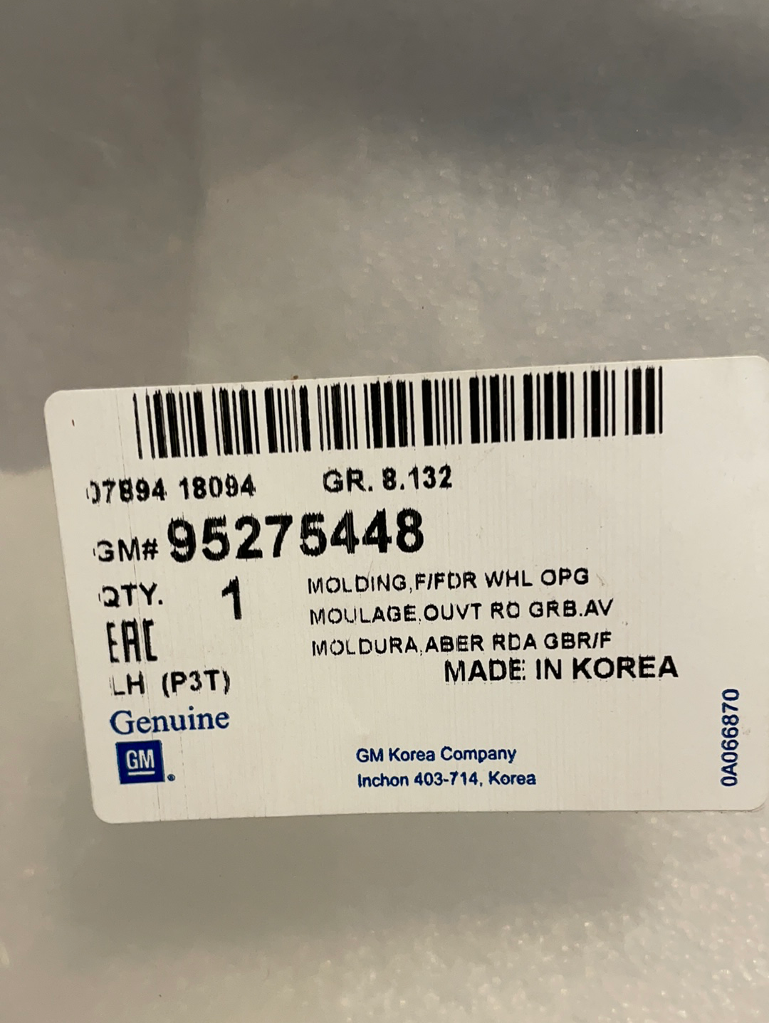 Original GM Opel Mokka X (J13) Zierleiste Korflügel hinten links Neu
