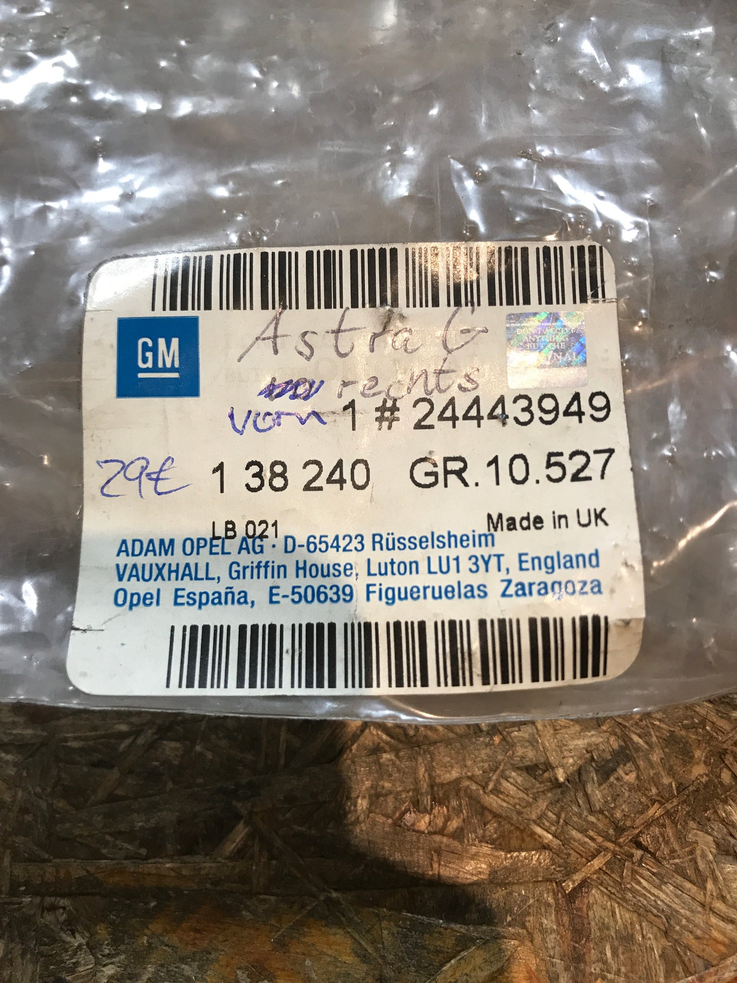 Original Opel Astra G Caravan Türgriff vorne rechts in Verbindung mit ZV NEU