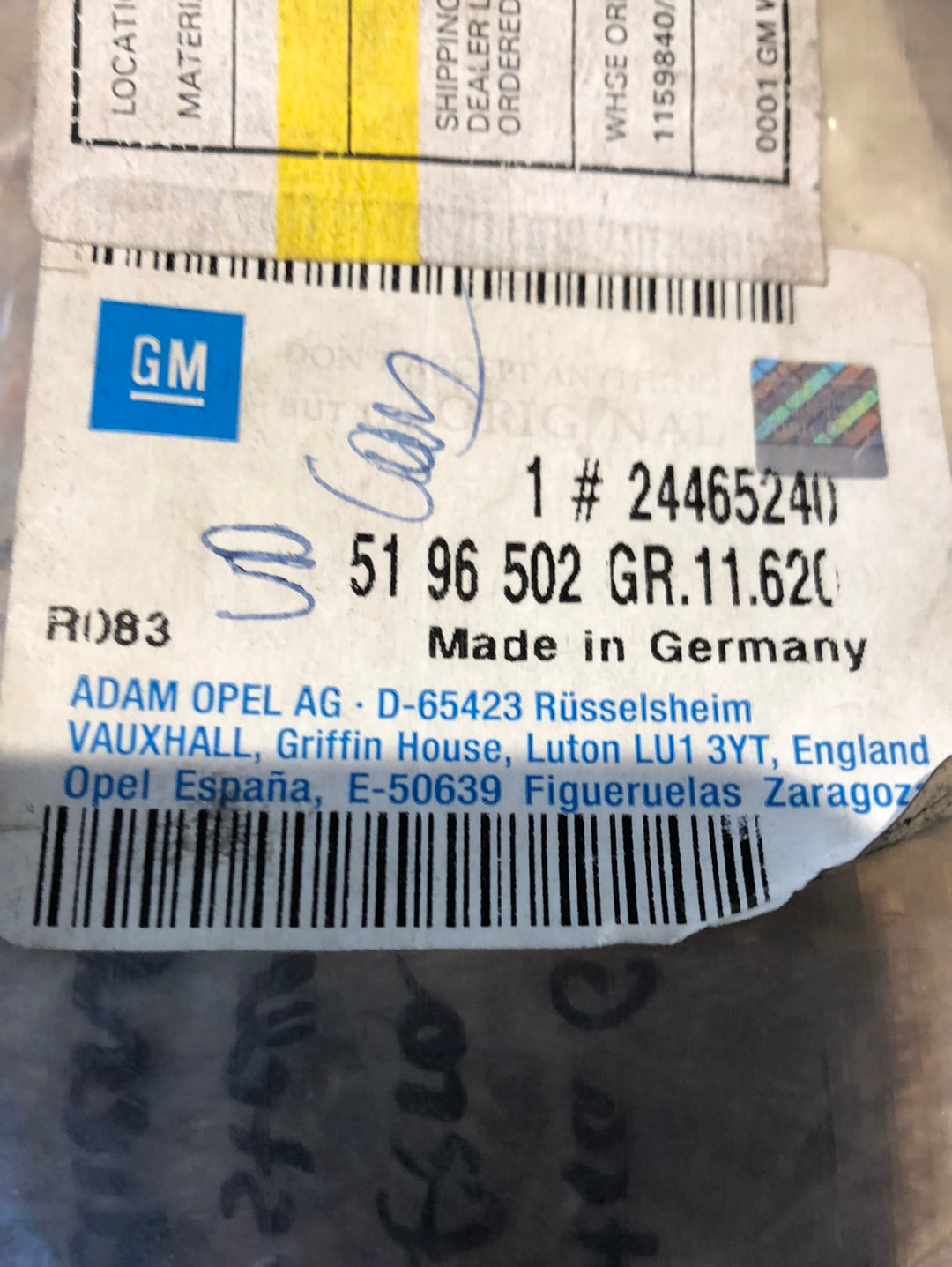 Original GM Opel Astra G Zafira A Verstellhebel Rückenlehme hinten links Neu