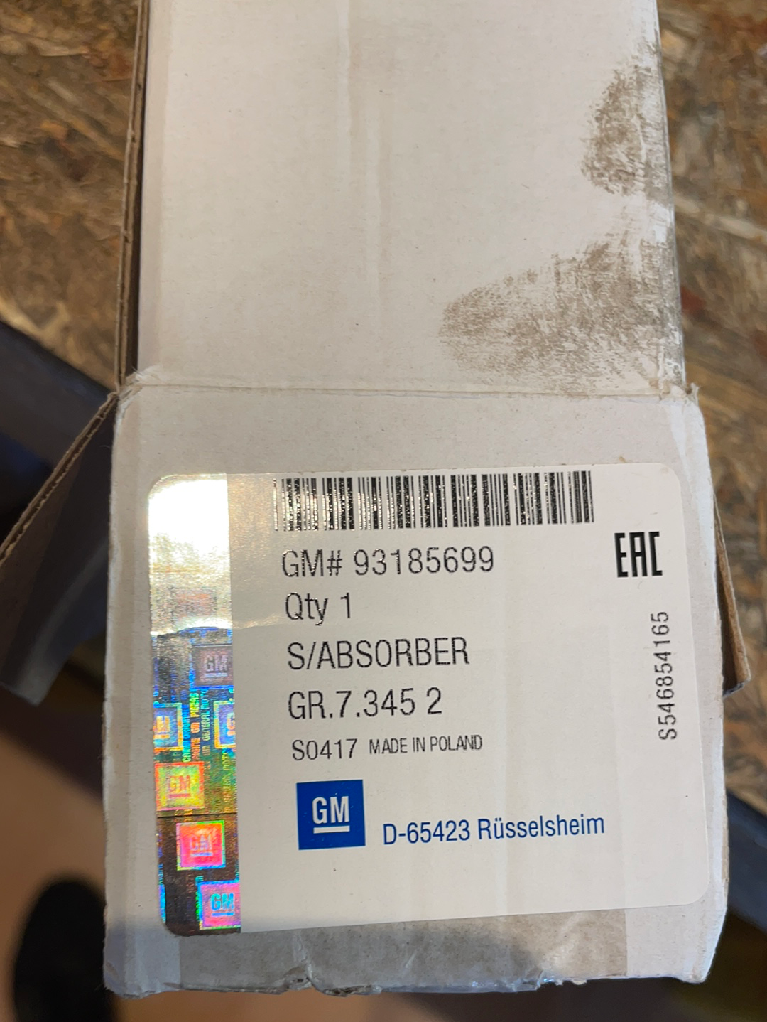 Original GM Opel Meriva A Gasdruckstoßdämpfer hinten Neu