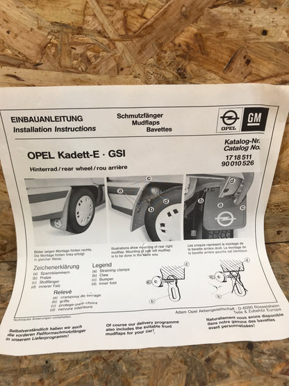 Original Opel Kadett GSI Schmutzfänger hinten NEU