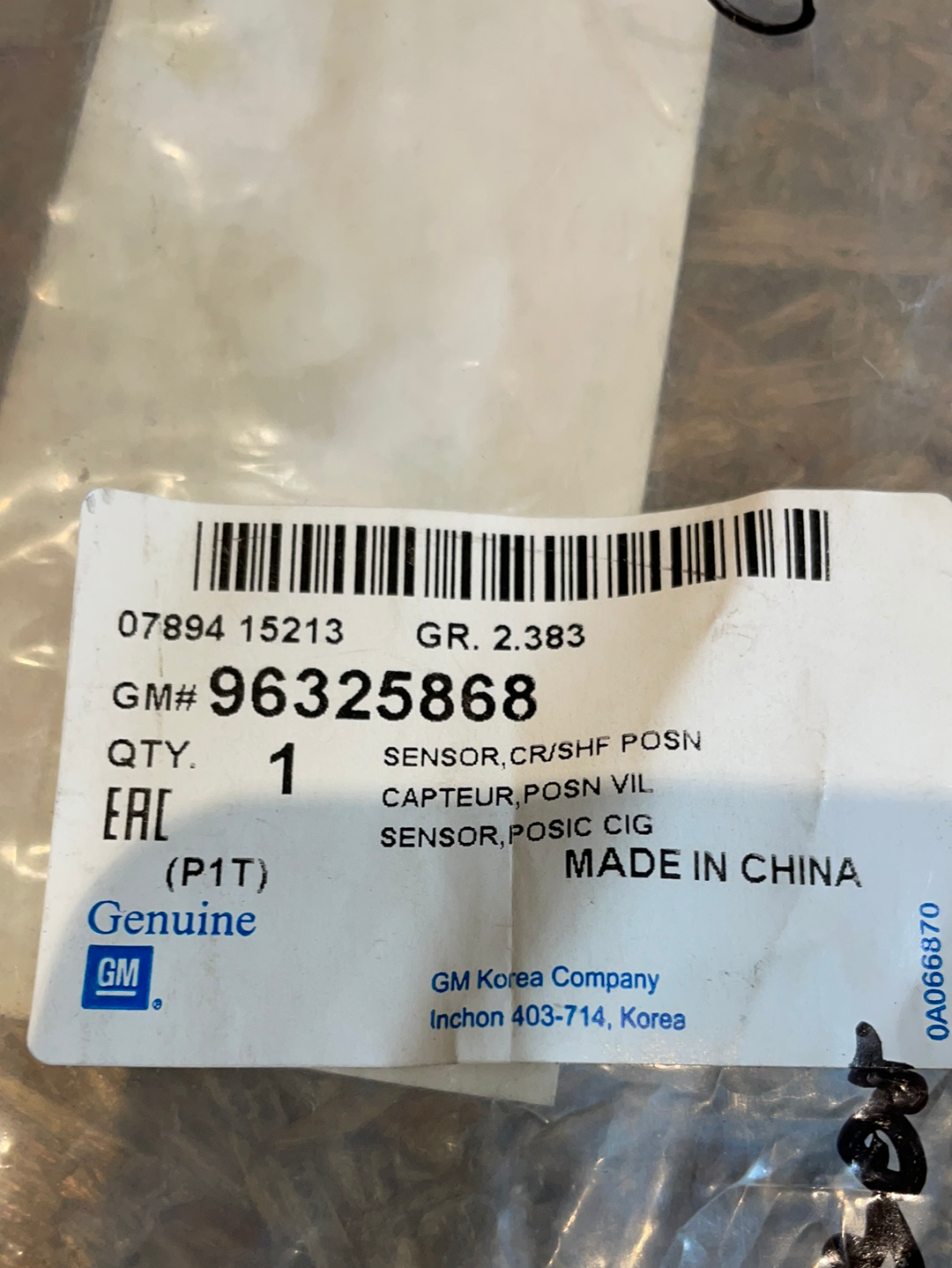Original GM Chevrolet Aveo Matiz Daewoo Kalos 1,2L 54kW Impulsgeber Kurbelwellensensor Neu