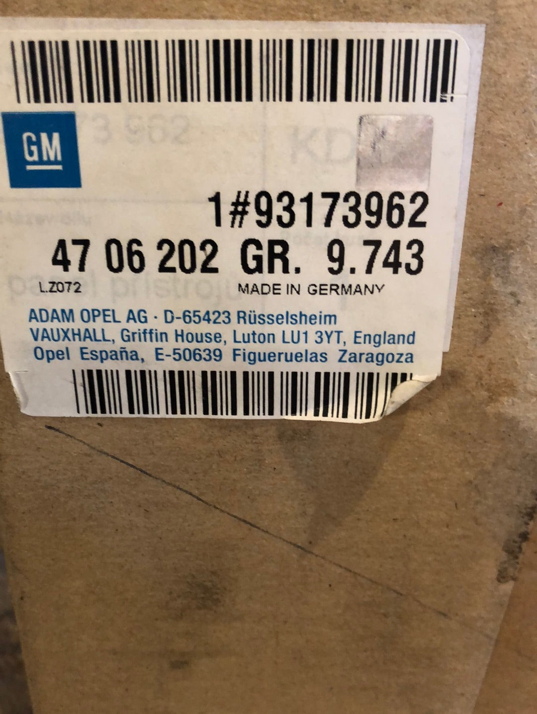 Original GM Opel Agila A Instrumente Tachometer KM/h Neu