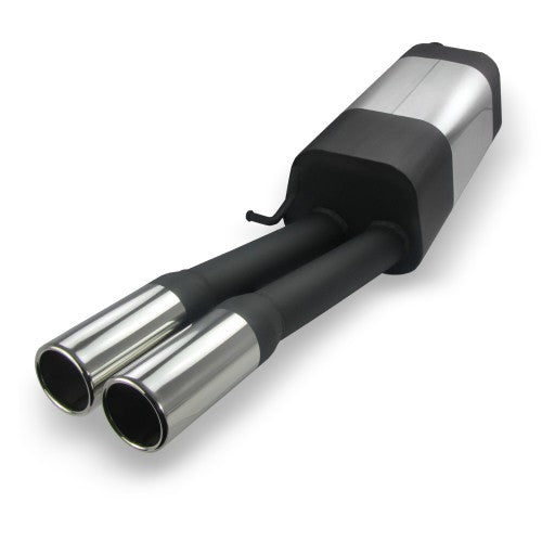 Edelstahl-Endschalldämpfer mit 2x 76mm Endrohren gerade