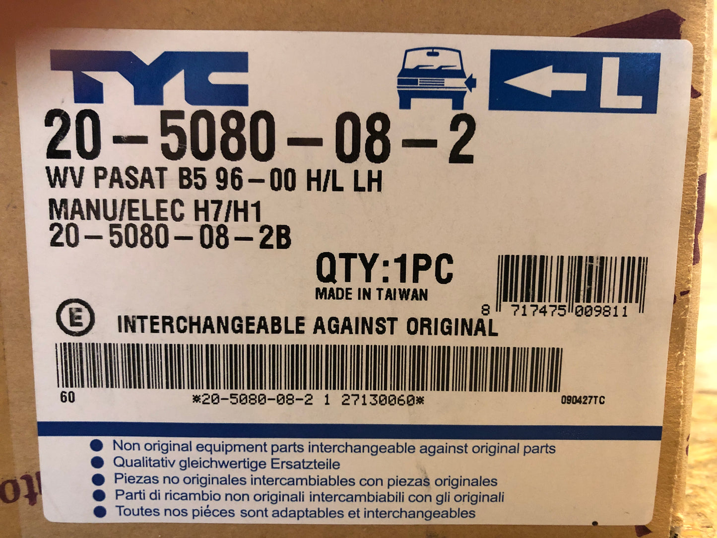 TYC VW Passat B5 Hauptscheinwerfer Links