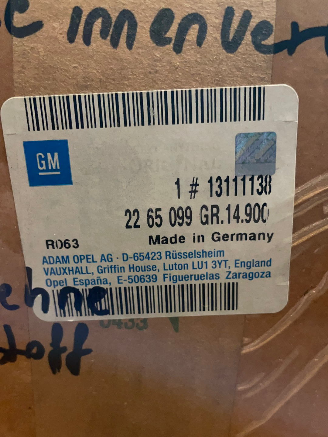 Original GM Opel Astra G Zafira A Mittelarmlehne schwarz Stoff Neu