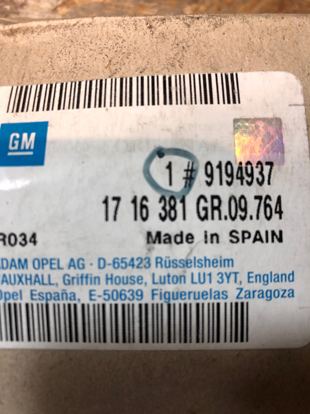Original GM Opel Omega B Einbausatz Warnanlage Neu