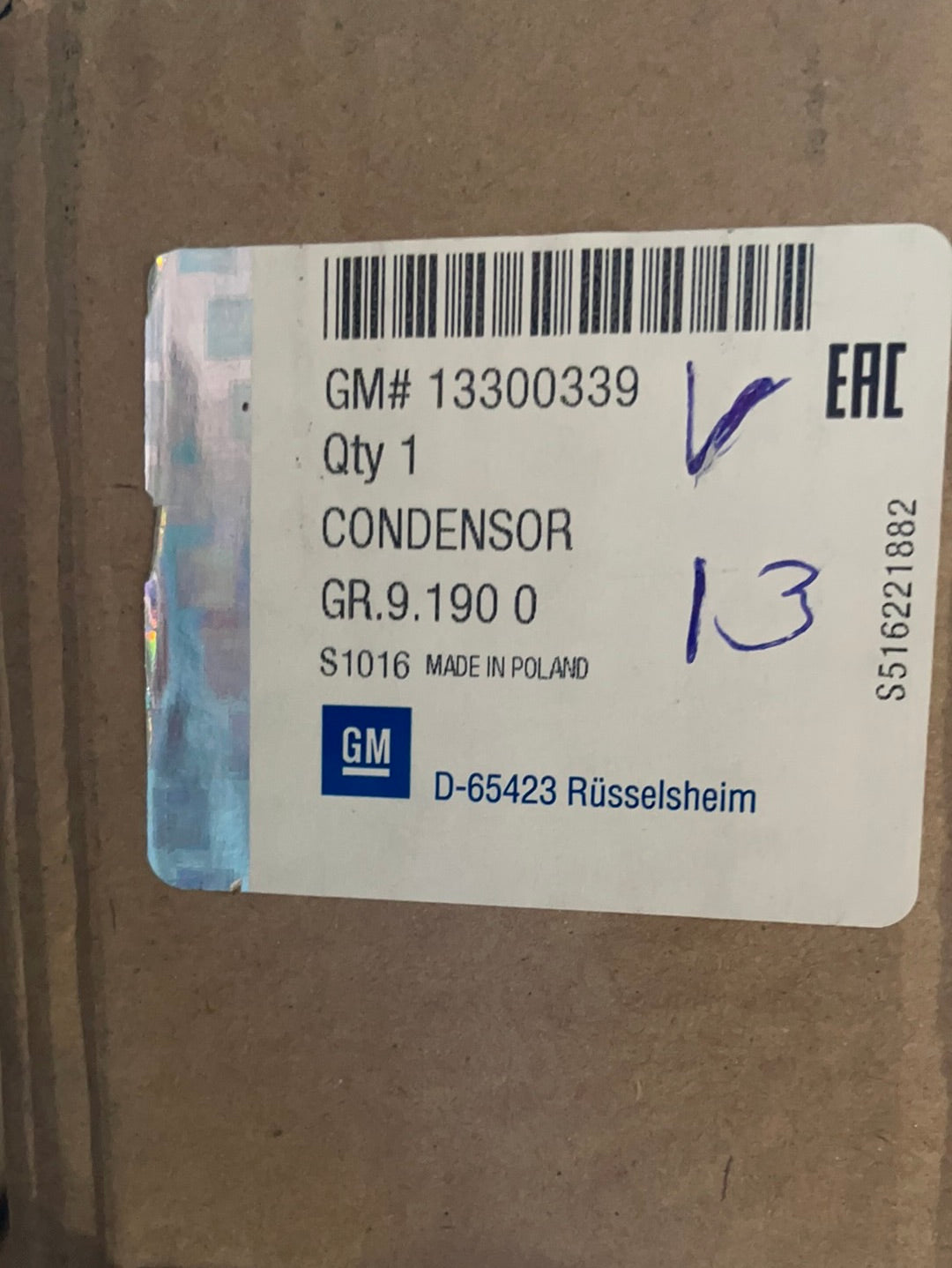 Original GM Opel Astra H Zafira B 1,9 CDTI Kondensator Klimaanlage Neu