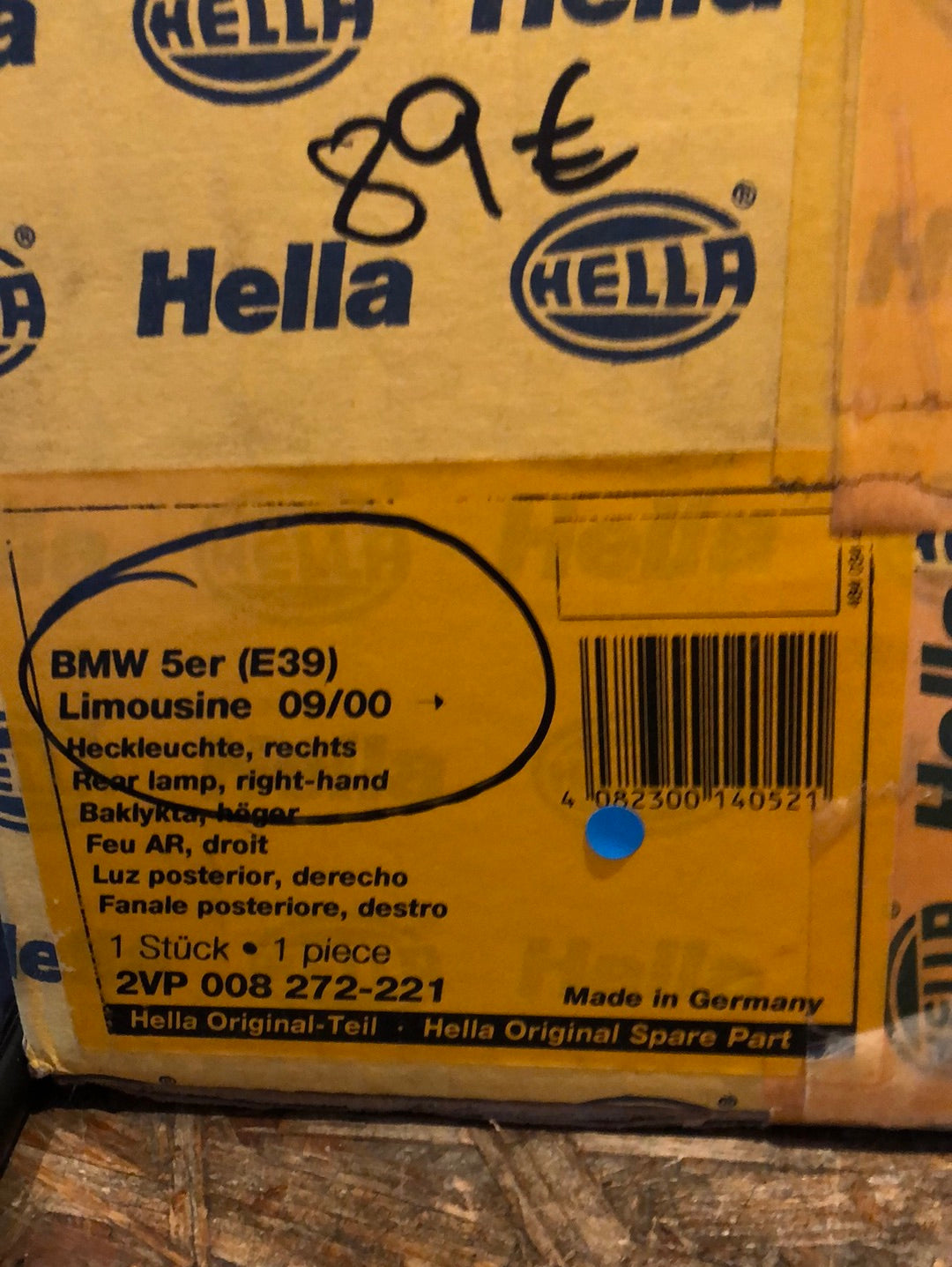Original Hella BMW 5er (E39) Limousine Bj. 2000 Heckleuchte rechts Neu