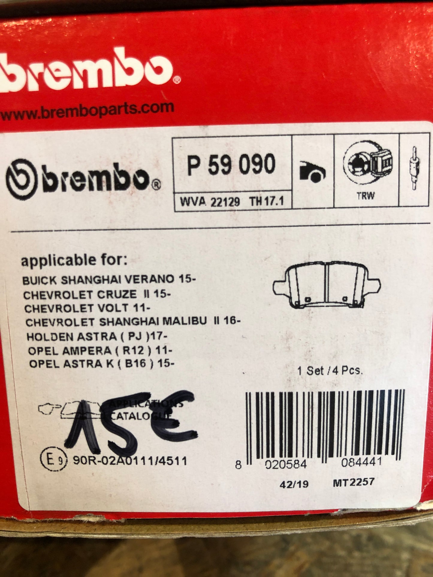 Original Buick Shanghai Verano Chevrolet Cruze 2 Chevrolet Volt Chevrolet Shanghai Malibu 2 Holden Astra (PJ) Opel Ampera (R12) Opel Astra K (B16) Bremsbeläge