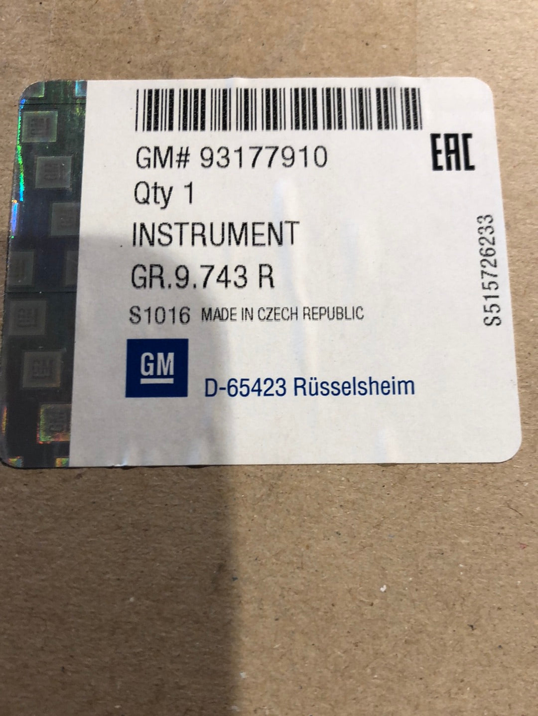 Original GM Opel Agila A Tachometer Neu