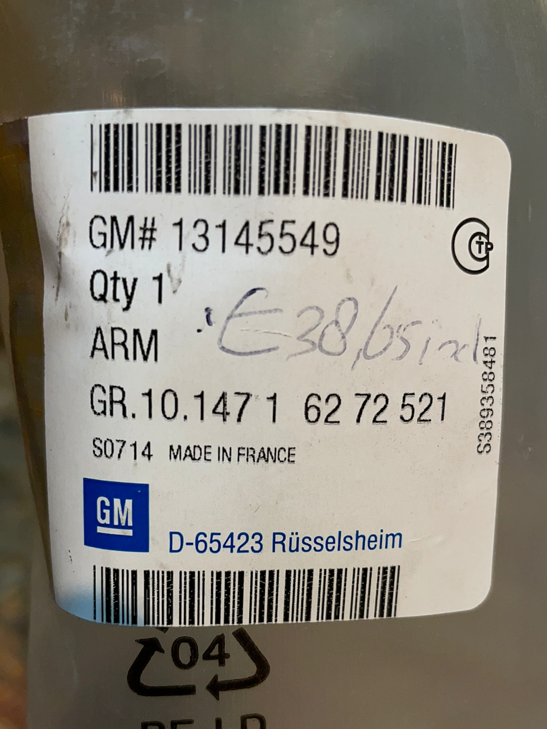 Original GM Opel Zafira B Wischerarm Neu