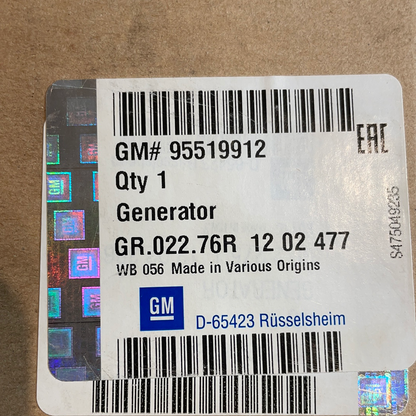 Original GM Opel Astra J/K Insignia A Meriva B Lichtmaschine Neu