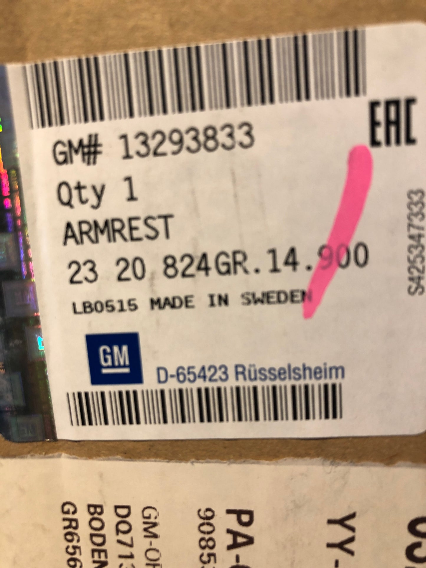 Original Opel Insignia Armlehne Rücksitzbank mit Getränkehalter Neu