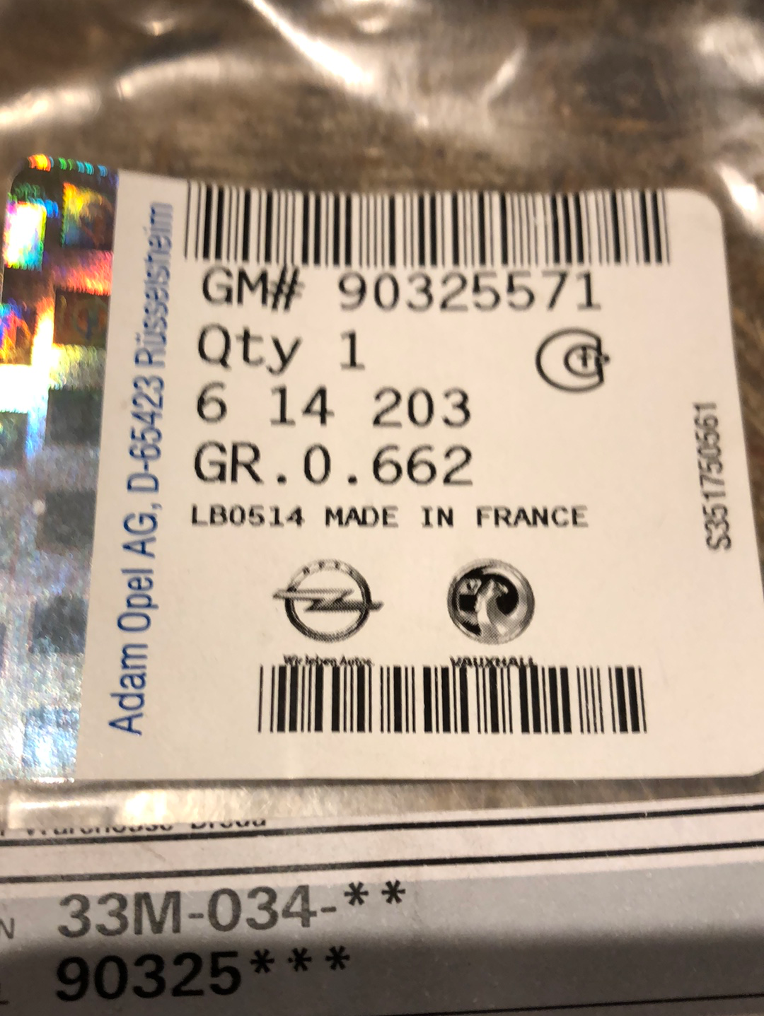 Original GM Opel Corsa D Dichtung Kurbelwelle Neu