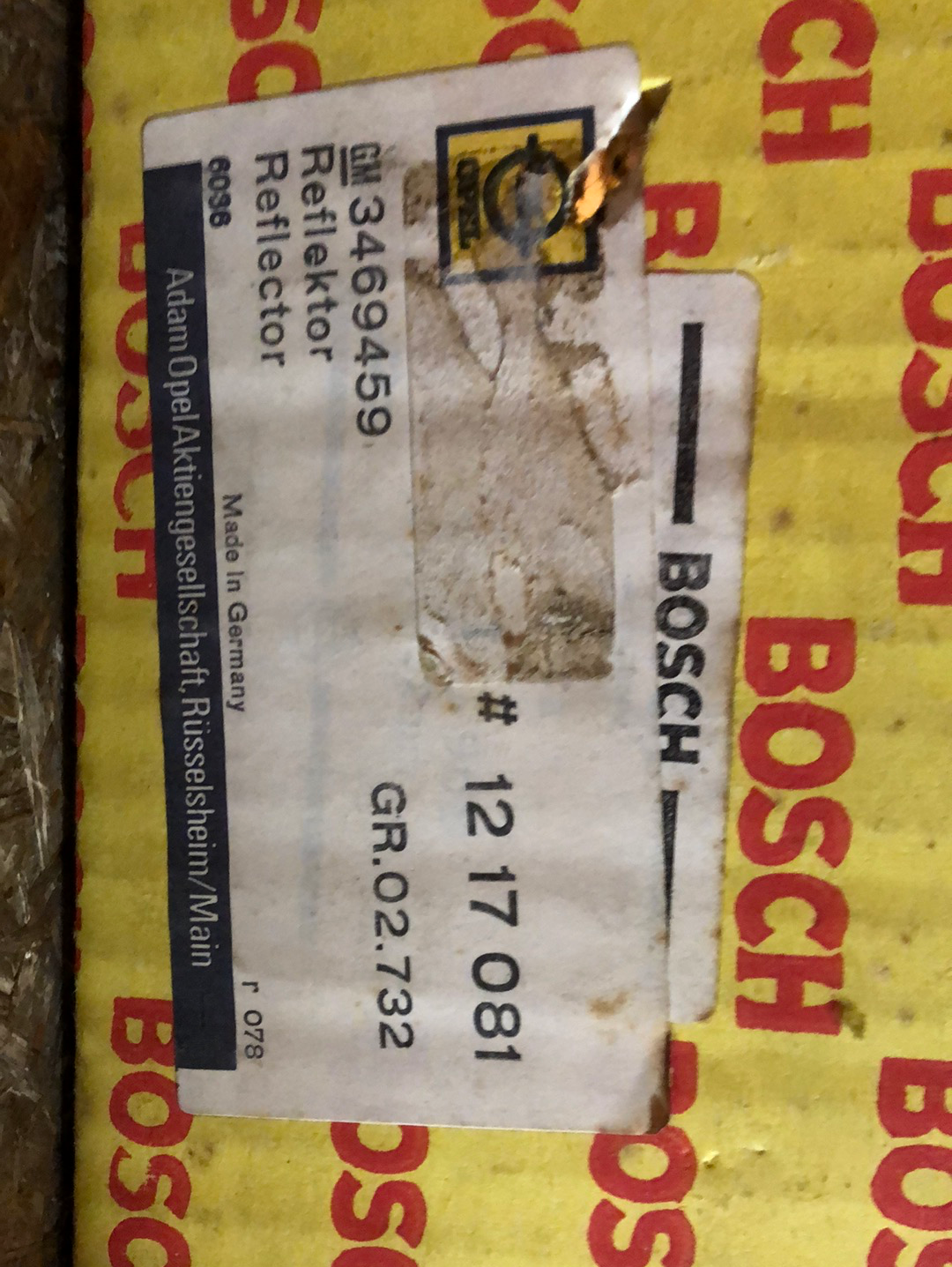 Original Bosch Opel Rekord D Scheinwerfer Reflektor Links Neu