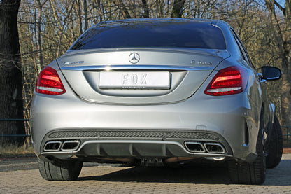 FOX Mercedes C-Klasse 205 AMG C63 S Endschalldämpfer rechts/links inkl. Abgasklappen - Endrohre sitzen in der originalen Stoßstange
