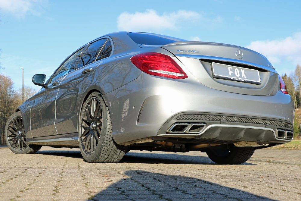 FOX Mercedes C-Klasse 205 AMG C63 S Endschalldämpfer rechts/links inkl. Abgasklappen - Endrohre sitzen in der originalen Stoßstange