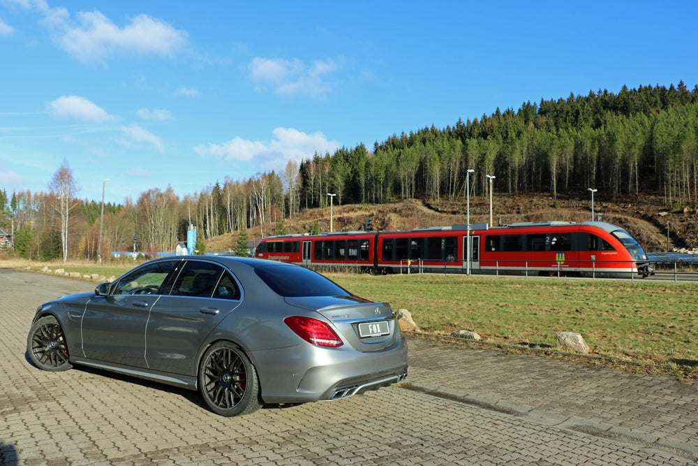 FOX Mercedes C-Klasse 205 AMG C63 S Endschalldämpfer rechts/links inkl. Abgasklappen - Endrohre sitzen in der originalen Stoßstange