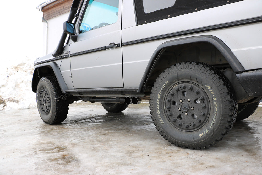 FOX Mercedes G-Klasse Cabrio - 463 (ohne Trittbrett) Endschalldämpfer Ausgang seitlich  - 2x80 Typ 14