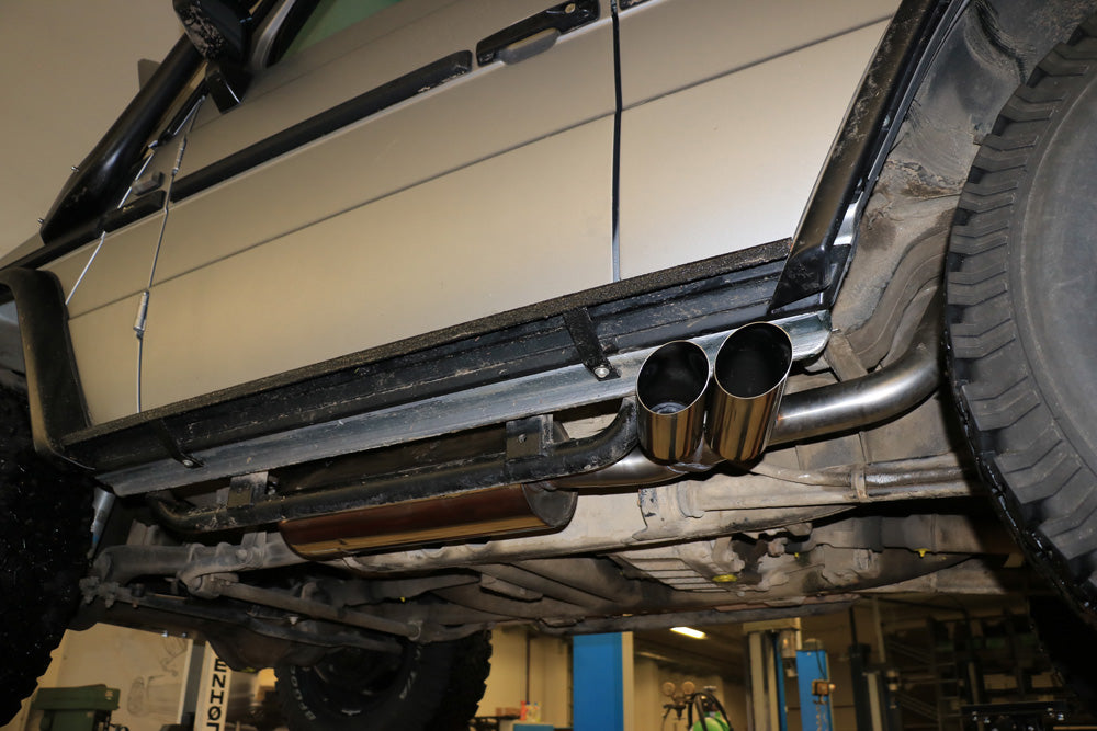 FOX Mercedes G-Klasse Cabrio - 463 (ohne Trittbrett) Endschalldämpfer Ausgang seitlich  - 2x80 Typ 14