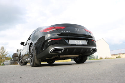 FOX Mercedes CLA 250 4matic - 118 Endschalldämpfer quer Ausgang rechts/links - Ausgang der Endrohre hinter der Stoßstange