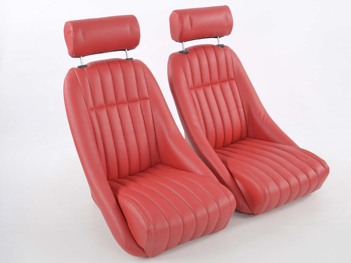 FK Oldtimersitze Auto Vollschalensitze Set Montgomery im Retro-Look rot