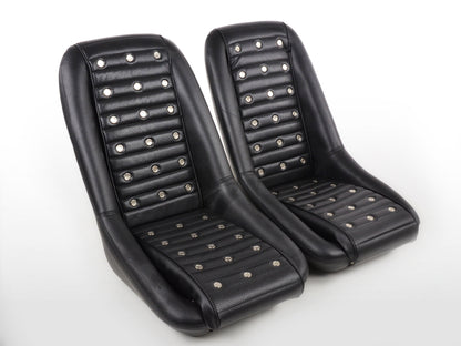 FK Oldtimersitze Auto Vollschalensitze Set Classic 1 Kunstleder schwarz mit Kopfstütze ohne Laufschienen