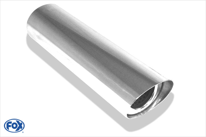 FOX Anschweißendrohr Typ 31 88x74 mm / Länge: 300 mm - oval / uneingerollt / 15° abgeschrägt / mit Absorber