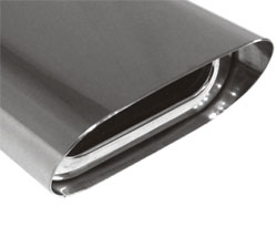 FOX Anschweißendrohr Typ 51 135x80 mm / Länge: 300 mm  - flachoval / uneingerollt / 16,5° abgeschrägt / mit Absorber