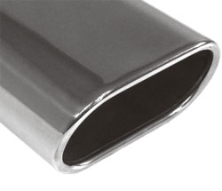 FOX Anschweißendrohr Typ 52 150x70 mm / Länge: 300 mm  - flachoval / eingerollt / 30° abgeschrägt / ohne Absorber