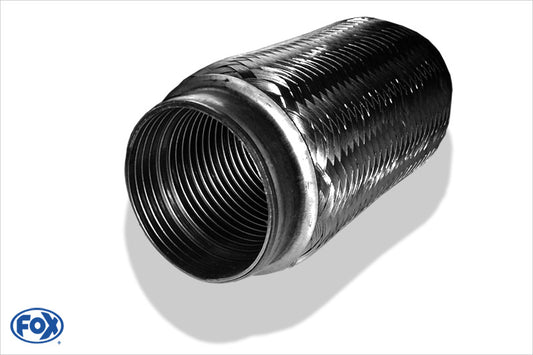FOX Flexibles Rohr Interlock - Ø70mm innen - Länge: 200mm Innenleben besteht aus Edelstahlwellrohr - Außenhülle ist Edelstahlgeflecht
